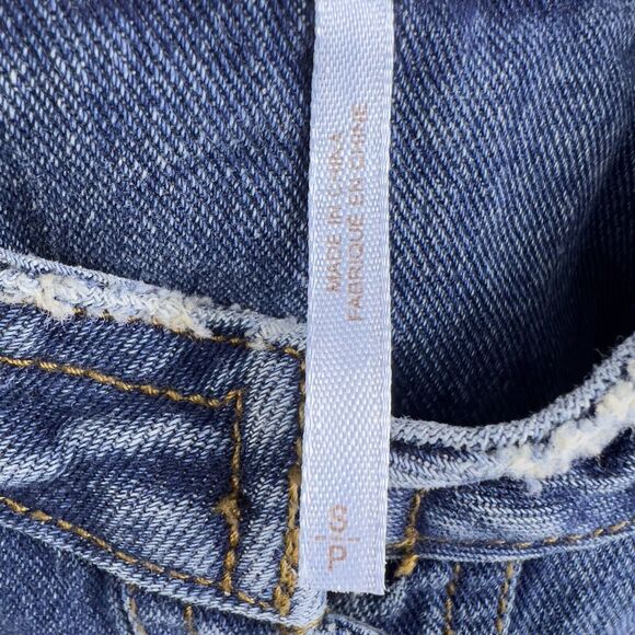 FREE PEOPLE Jean Vest Denim Lace Up Back Collarless Distressed 90s Y2K Women's S - Picture 5 of 8